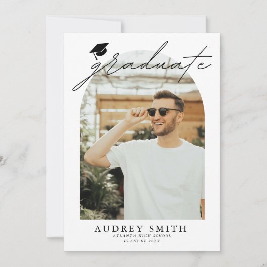 Modern Boho Arch 6 foto's Afstuderen Aankondiging (Voorkant)