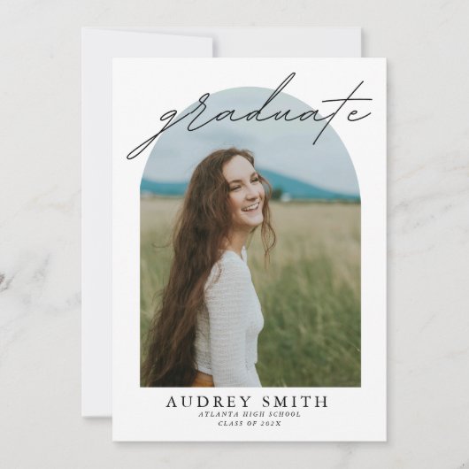 Modern Boho Arch 6 foto's Afstuderen Aankondiging (Voorkant)