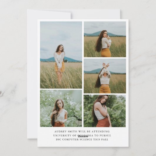 Modern Boho Arch 6 foto's Afstuderen Aankondiging (Achterkant)