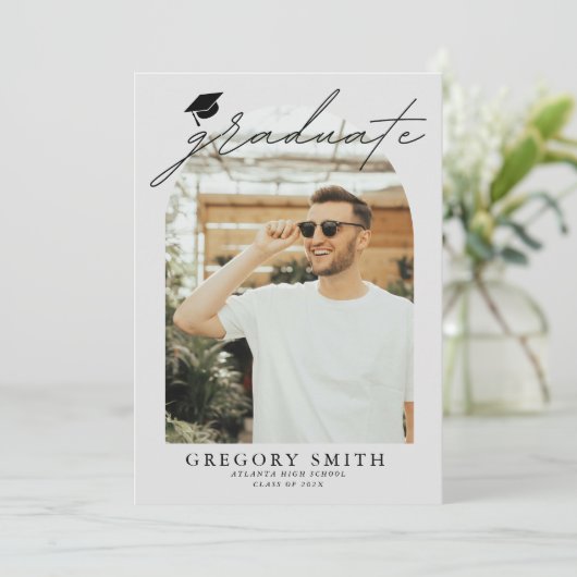 Modern Boho Arch 6 foto's Afstuderen Aankondiging (Staand voorkant)