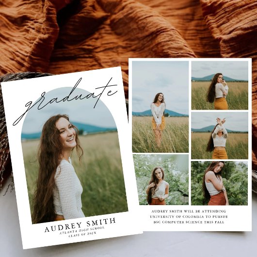 Modern Boho Arch 6 foto's Afstuderen Aankondiging