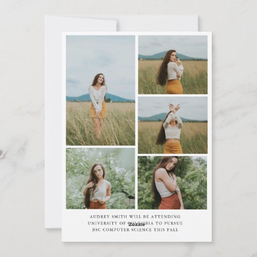 Modern Boho Arch 6 foto's Afstuderen Aankondiging (Achterkant)