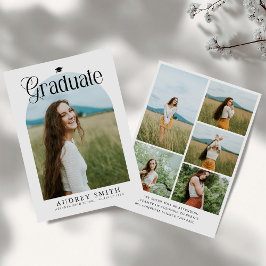 Modern Boho Arch 6 Photos Graduation Announcement Kaart