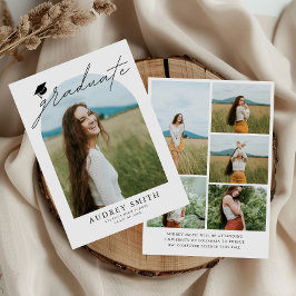 Modern Boho Arch 6 Photos Graduation Announcement Kaart