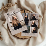 Modern Boho Arch 6 Photos Graduation Announcement Kaart<br><div class="desc">Introducing our Modern Boho Arch 6 Photos Graduation Announcement! Celebrate your academic achievement with a touch of bohemian flair. This announcement features a stylish plaid design in modern hues, perfect for adding a trendy twist to your graduation announcement. With space for four cherished photos from your journey, this announcement allows...</div>