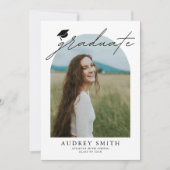 Modern Boho Arch 6 Photos Graduation Announcement Kaart (Voorkant)