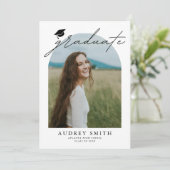 Modern Boho Arch 6 Photos Graduation Announcement Kaart (Staand voorkant)