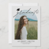 Modern Boho Arch 6 Photos Graduation Announcement Kaart (Voorkant)
