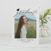 Modern Boho Arch 6 Photos Graduation Announcement Kaart (Staand voorkant)