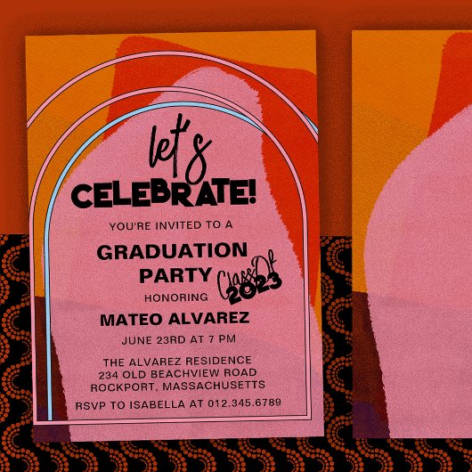 Modern Boho Arch Abstracte Graduation Party Kaart