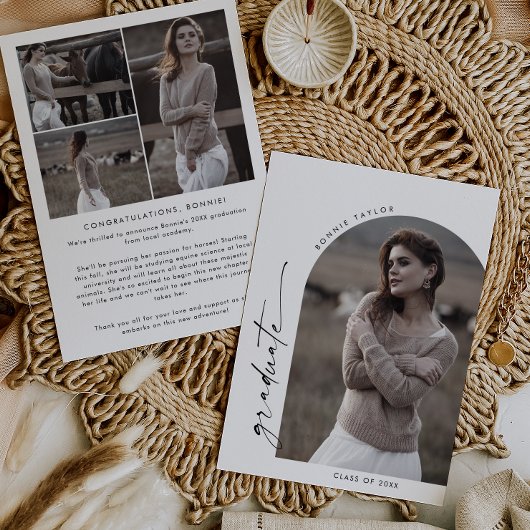 Modern Boho Arch Afstuderen Foto Afstuderen Aankondiging