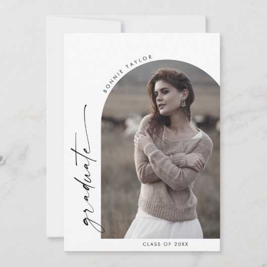 Modern Boho Arch Afstuderen Foto Afstuderen Aankondiging (Voorkant)