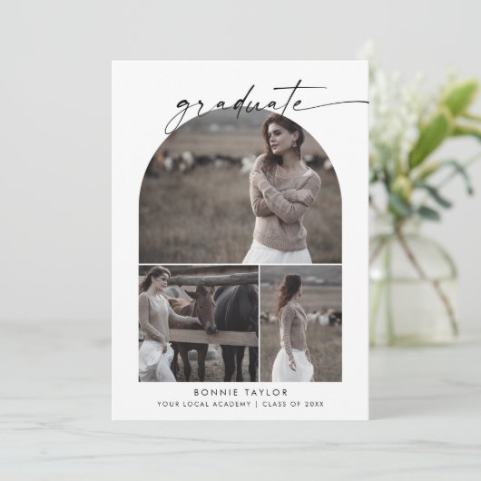 Modern Boho Arch Afstuderen het Afstuderen van het Aankondiging (Staand voorkant)