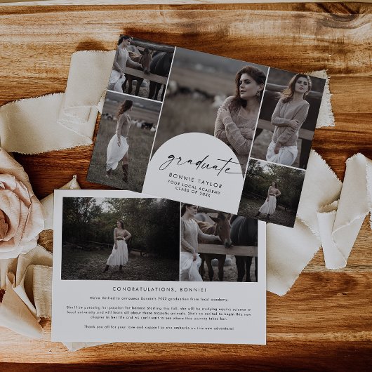 Modern Boho Arch Afstuderen Multi Foto Afstuderen Aankondiging