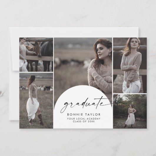 Modern Boho Arch Afstuderen Multi Foto Afstuderen Aankondiging (Voorkant)