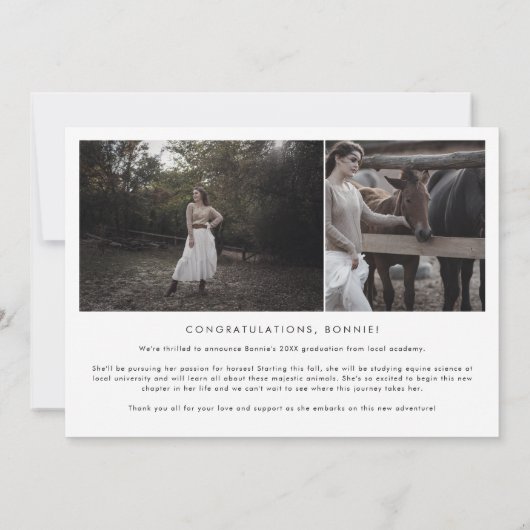 Modern Boho Arch Afstuderen Multi Foto Afstuderen Aankondiging (Achterkant)