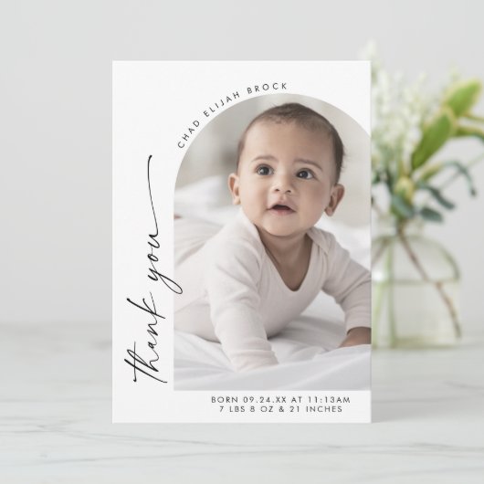 Modern Boho Arch Bedankt voor de geboorte Aankondiging (Staand voorkant)