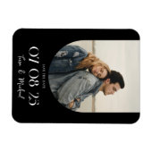 Modern Boho Arch Black White Save the Date Magneet (Horizontaal)