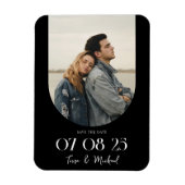 Modern Boho Arch Black White Save the Date Magneet (Verticaal)