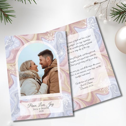 Modern Boho Arch Blue Holiday Greeting Kaart