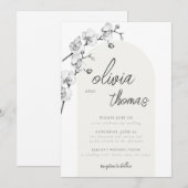 Modern Boho Arch Calligraphy Orchids Ivory Wedding Kaart (Voorkant / Achterkant)