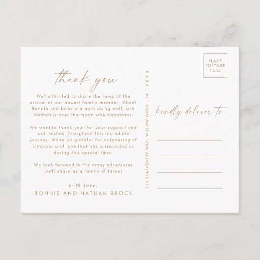 Modern Boho Arch Cream Multi Foto Dank je wel Aankondigingskaart (Achterkant)