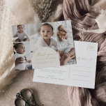 Modern Boho Arch Cream Multi Foto Dank je wel Aankondigingskaart<br><div class="desc">Deze moderne boho boogboe multi-foto bedankt je geboorteaankondiging briefkaart maakt de perfecte nieuwe babyaankondiging voor een jongen of meisje. Het roomvormig en goudvormig ontwerp is voorzien van een unieke industriële lettertypografie met een minimalistische stijl. Pas de voorkant van het briefkaart aan met vijf foto's van uw pasgeborene, de naam van...</div>