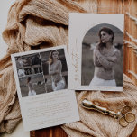 Modern Boho Arch | Crème Afstuderen Foto-Afstudere Aankondiging<br><div class="desc">Deze moderne boho boogboomcrème afstuderen een foto-afstuderen-aankondigingskaart... is de perfecte eenvoudige aankondiging van het afstudeerder van de middelbare school of de universiteit. Het roomvormig en goudvormig ontwerp is voorzien van een unieke industriële lettertypografie met een minimalistische stijl. Pas de voorzijde van de kaart aan met een foto, uw afgestudeerde naam...</div>