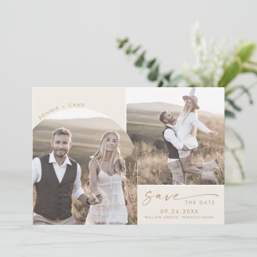 Modern Boho Arch | Crm 3 Foto van Cream Save The Date (Staand voorkant)