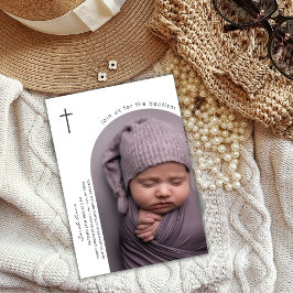 Modern Boho Arch Cross Baby Foto doop Kaart