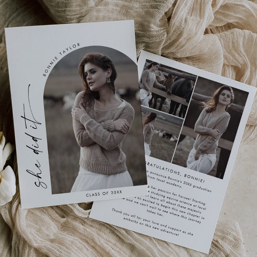 Modern Boho Arch deed het Foto Afstuderen Aankondiging