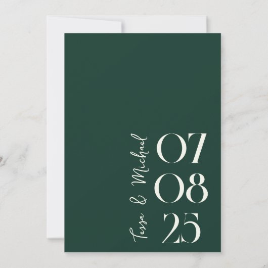 Modern Boho Arch Foto Emerald Green Wedding Save The Date (Achterkant)
