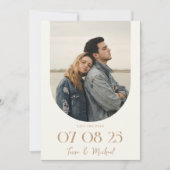 Modern Boho Arch Foto Ivory Tan Wedding Save The Date (Voorkant)