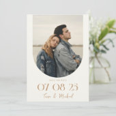 Modern Boho Arch Foto Ivory Tan Wedding Save The Date (Staand voorkant)
