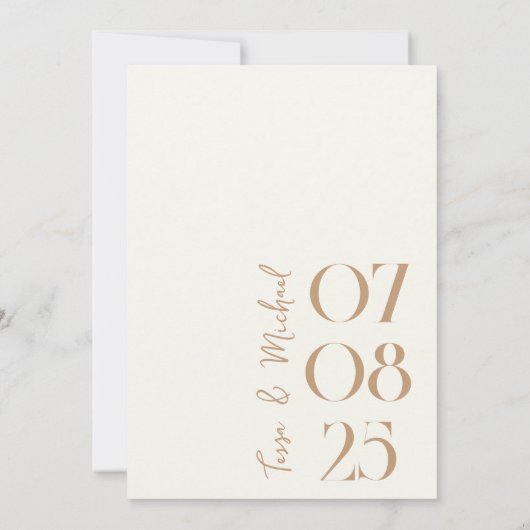 Modern Boho Arch Foto Ivory Tan Wedding Save The Date (Achterkant)