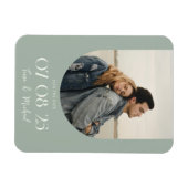 Modern Boho Arch Foto Sage Green Save the Date Magneet (Horizontaal)