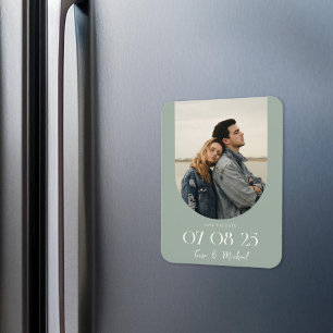 Modern Boho Arch Foto Sage Green Save the Date Magneet