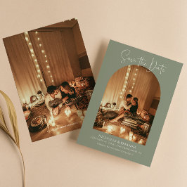 Modern Boho Arch Foto Sage Green Simple Wedding Save The Date