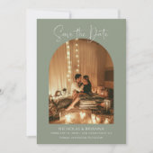 Modern Boho Arch Foto Sage Green Simple Wedding Save The Date (Voorkant)