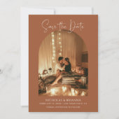 Modern Boho Arch Foto Terracotta Simple Wedding Save The Date (Voorkant)