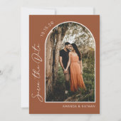 Modern Boho Arch Foto Terracotta Wedding Save The Date (Voorkant)