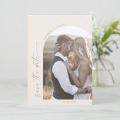 Modern Boho Arch | Foto van de Cream QR-code Save The Date (Staand voorkant)