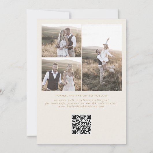 Modern Boho Arch | Foto van de Cream QR-code Save The Date (Achterkant)