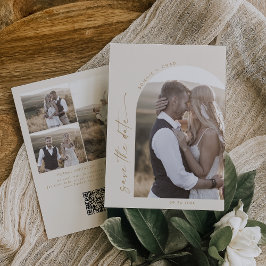 Modern Boho Arch | Foto van de Cream QR-code Save The Date