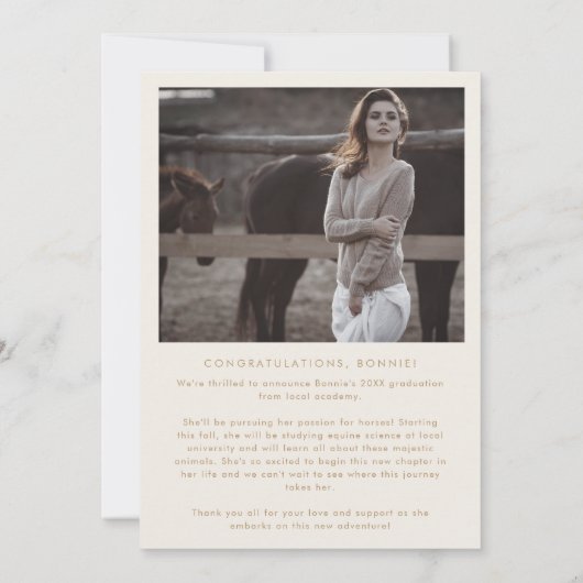 Modern Boho Arch | Fotocollage van Cream Afstudere Aankondiging (Achterkant)