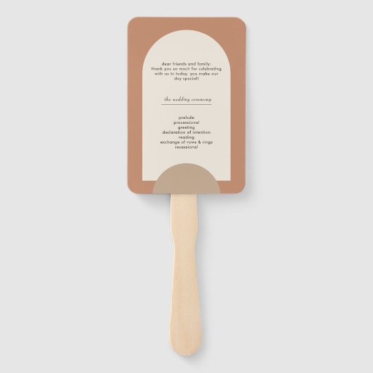 Modern Boho Arch Geometric Wedding Programme Handwaaier (Achterkant)