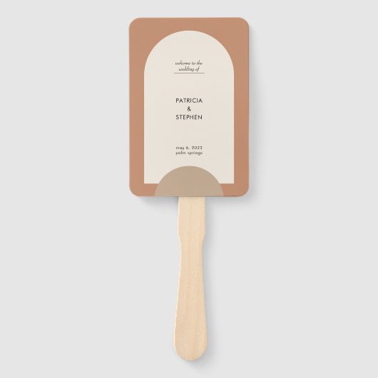 Modern Boho Arch Geometric Wedding Programme Handwaaier (Voorkant)