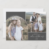 Modern Boho Arch | Gray 3 Familie Foto's Kerstmis Feestdagenkaart (Voorkant)