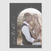 Modern Boho Arch Gray Wedding Photo Save the Date Magnetische Uitnodiging (Voorkant)