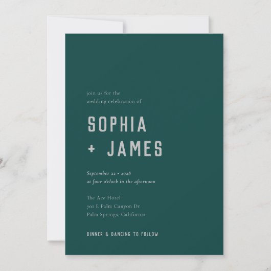 Modern Boho Arch Green Grey Typography Wedding Kaart (Voorkant)